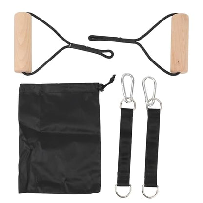 Wooden Gymnastic Rings with Storage for Arm Strength Training and Multifunctional Workouts, Beech Wood Construction Supports Up to 200kg, Portable for Outdoor Home Gym