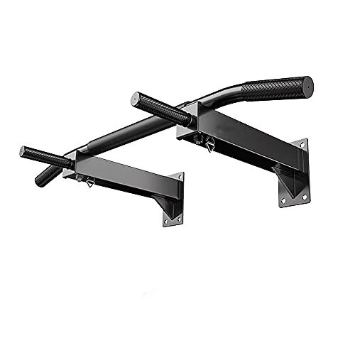 Wall Mounted Pull Up Bar and Dip Station, Heavy Duty Chin Up Bar Supports to 440Lbs, Multifunction Exercise Bar for Indoor Home Workout