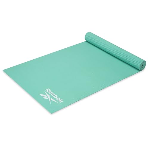 Reebok 5mm Solid Yoga Mat 68" x 24" Non-Slip, Lightweight, Foldable, and Durable Exercise Mat with Carry Strap for Home Workout, Yoga, Pilates, Fitness, and Outdoor Training