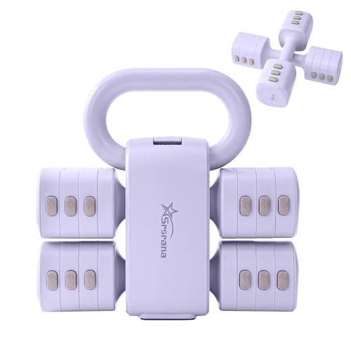 2-in-1 Adjustable Dumbbell & Kettlebell Set for Women (1.1-12.1 lbs), Quick-Change Free Weights for Home Gym, Pilates & Full Body Workout - color: Purple, style: Set