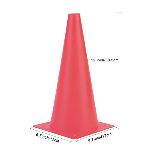 12 Inch Traffic Training Cones, Plastic Safety Parking Cones, 6 Colors - color: Red, Set of 12
