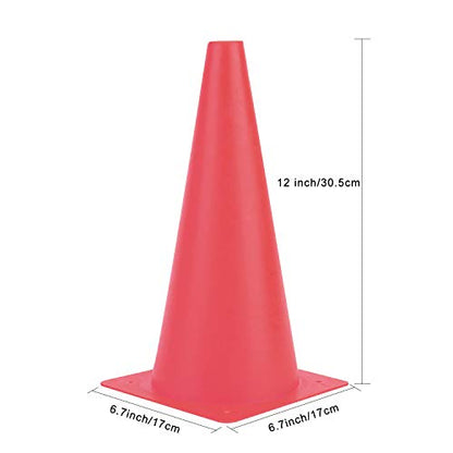 12 Inch Traffic Training Cones, Plastic Safety Parking Cones, 6 Colors - color: Red, Set of 12