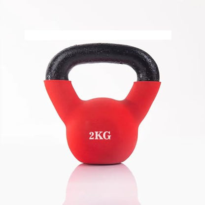 Kettlebell Dipped in Plastic Frosted Half-Surround, Home Gym Exercise Hand-Held, Powder-Coated Soft Bottom Single-Ear, Solid Cast Iron