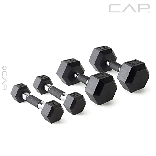 CAP 50 lbs Coated Dumbbell Set | Multiple Styles - color: Tinted Handles, style: 5LBx2, 20lbx2 Set