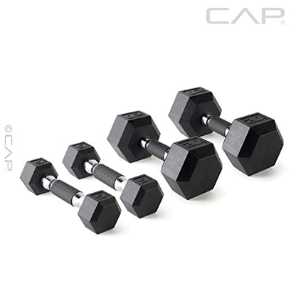 CAP 50 lbs Coated Dumbbell Set | Multiple Styles - color: Tinted Handles, style: 5LBx2, 20lbx2 Set