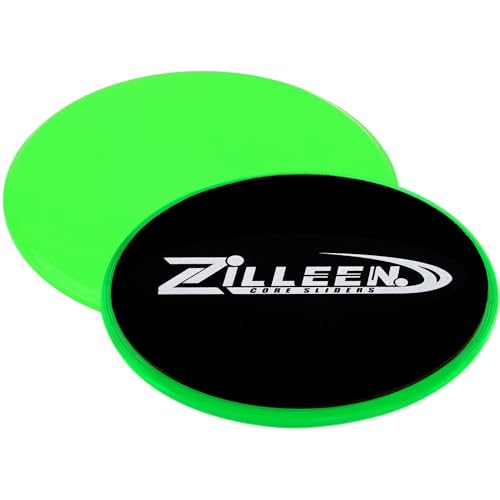 ZILLEEN Exercise Sliders for Working Out Fitness Discs for Pilates Women Men, 2 Pack - color: Green