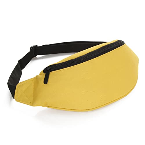 Crossbody Fanny Pack for Men&Women,Large Waist Bag & Hip Bum Bag with Adjustable Strap for Outdoors Workout Traveling Casual Running Hiking Cycling - color: Nylon yellow
