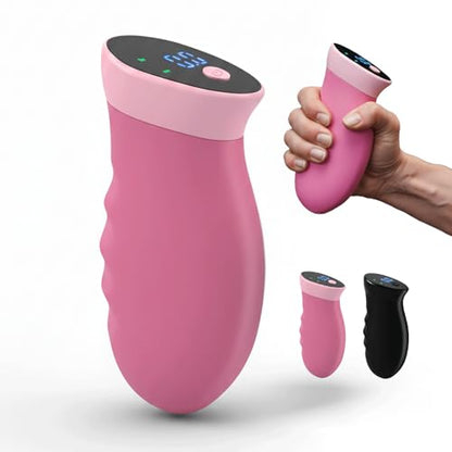 Digital Grip Strength Trainer, 0–440 lb Hand Gripper Strengthener with Real-Time Display (No Sound), 2 Modes: Test & Smart Vibration, Ergonomic Hand Grip & Forearm Strengthener, USB-C Rechargeable Hand Exerciser - color: Pink