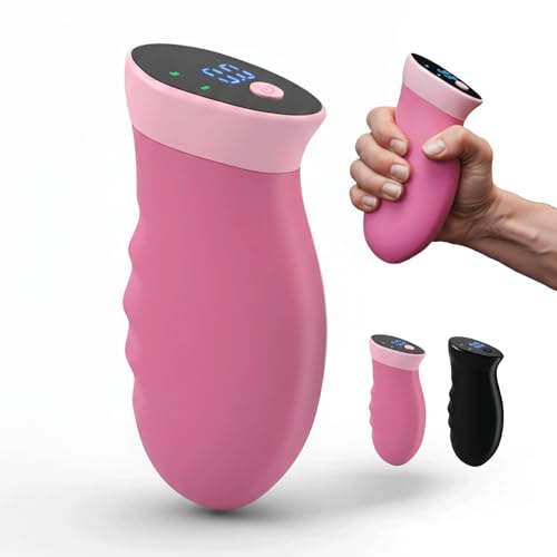 Digital Grip Strength Trainer, 0–440 lb Hand Gripper Strengthener with Real-Time Display (No Sound), 2 Modes: Test & Smart Vibration, Ergonomic Hand Grip & Forearm Strengthener, USB-C Rechargeable Hand Exerciser - color: Pink