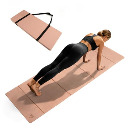 IwIeIaIrI Foldable POE Non Slip Yoga Pilates Mat– 1/4" (6mm) Thick - color: Pink