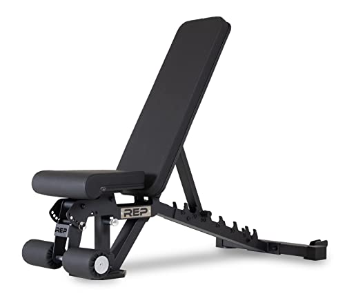 REP FID Foldable Weight Bench, Incline Decline Chair for Home Gym, Compact Portable Stationary Equipment, Heavy Duty Strength Training Platform, Adjustable Situp Dumbbell Workout Support, AB-3000 - color: Matte Blk