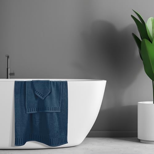 MALLONI HOME Ultra Soft 3 Pack Cotton Towel Set, Contains a Bath Towels 28x55 inch, a Hand Towels 16x24 inch & a Wash Coths 12x12 inch, Ideal Everyday use, Compact & Lightweight - Mineral Blue - color: Mineral Blue, size: 3 Pack Set