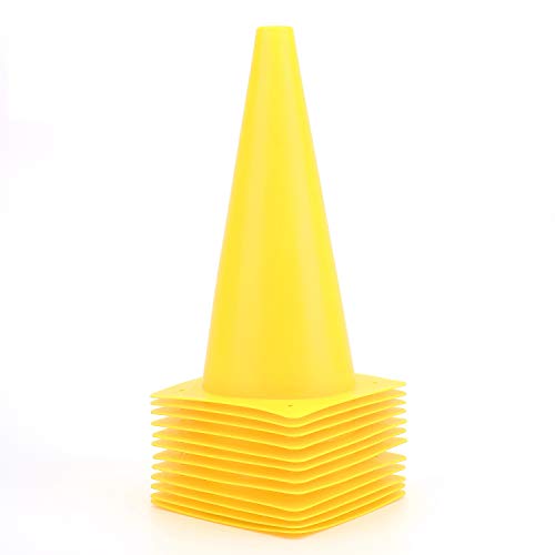 12 Inch Traffic Training Cones, Plastic Safety Parking Cones, 6 Colors - color: Yellow Set of 12