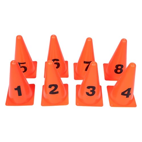 GALPADA 8pcs Numbered Soccer Agility Markers Cones, 23cm Orange Plastic Training Discs for Football Field Drills and Speed Coordination