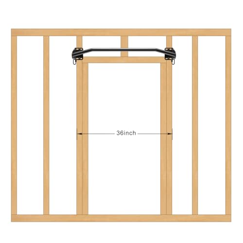 SELEWARE Heavy Duty Wall Mounted Pull Up Bar with Resistance Band Hooks and Ball Finger Training for Doorway, Joist or Beam - Fully Welded Steel Supports 600 lbs