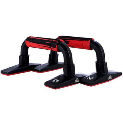 BESPORTBLE H-shape Push-up Bars Pair for Arm Strength Training, Red Black Steel Pushup Stands for Chest and Abdomen Muscle Workout at Home Gym