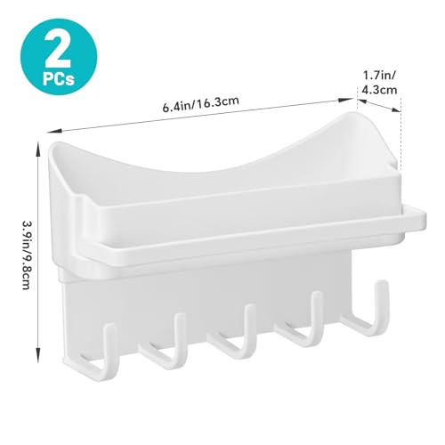 NiHome 2-Pack Multi-Functional Wall Storage Rack with Hooks, No Drill Adhesive Wall Mounted Organizer for Necklace, Jewelry, Headbands, Glasses, Vanity Accessory Shelf & Bathroom Storage Organizer