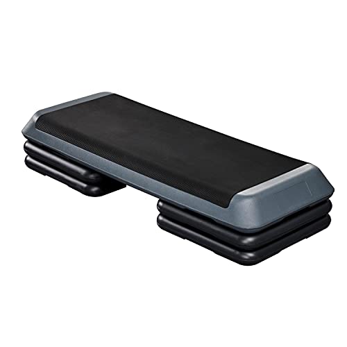 Topeakmart Aerobic Exercise Workout Step Platform, 43in Fitness Stepper Health Club Size w/Risers Adjust 4-6-8in & Heavy Club Size & 550pounds Load-bearing for Home Gym Workout & Training