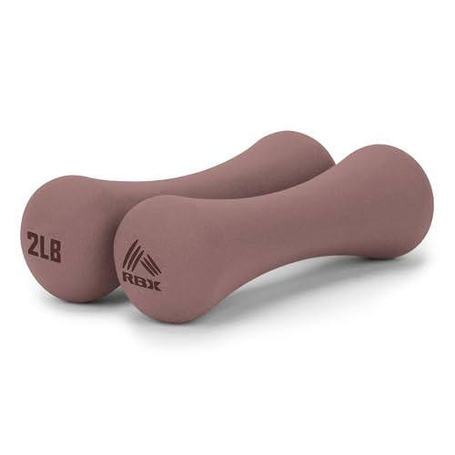 RBX Hand Weights, Neoprene Hand Weights for Home Workouts, Cardio & Strength Training, Home Gym Equipment - color: Rose Gold, size: 4LB (2lb each)
