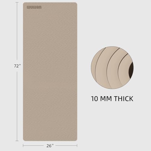 10 mm Yoga Mat 72"x26" TPE Non-Slip Exercise Mat 0.4" Thick, Easy-to-Carry Fitness Mat for Yoga, Pilates & Workout, Professional Mat, Made with Recyclable Material, Durable, Easy to Clean