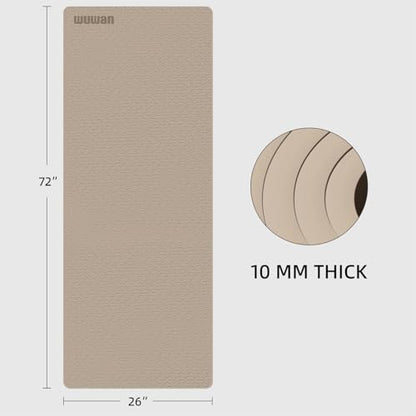 10 mm Yoga Mat 72"x26" TPE Non-Slip Exercise Mat 0.4" Thick, Easy-to-Carry Fitness Mat for Yoga, Pilates & Workout, Professional Mat, Made with Recyclable Material, Durable, Easy to Clean
