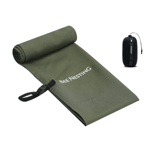 Bee Nesting Ultralight Quick Dry Towels for Backpacking, Microfiber Towel Tavel Accessories for Hiking, Beach, Gym, Swimming, Pocket Sweat Towels(XL Olive Drab - color: -Olive Drab, size: X-Large
