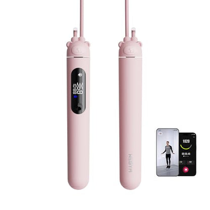 WeGym Smart Jump Rope with App Tracking, LED Display and Jump Counter - color: Pink