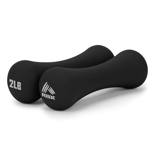 RBX Hand Weights, Neoprene Hand Weights for Home Workouts, Cardio & Strength Training, Home Gym Equipment - color: Black, size: 4LB (2lb each)