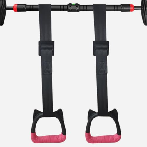 Toyvian Adjustable Gymnastics Rings with 1m Straps, Bodybuilding Pull-up Rings Set for Home Strength Training and Professional Fitness Exercises