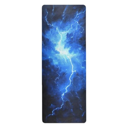 Kigai Travel Yoga Mat 71" x 24" Non Slip Natural Rubber Foldable Exercise Mat Ultra Thin 1.5mm Lightweight for Fitness, Pilates & Home Workout, Blue Lightning