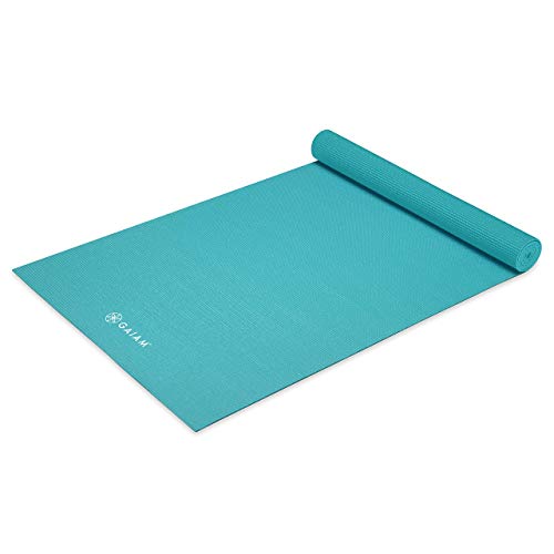 Gaiam Yoga Mat - Premium Solid Thick Non Slip Exercise & Fitness Mat for All Types of Yoga, Pilates & Floor Workouts - color: Light Blue