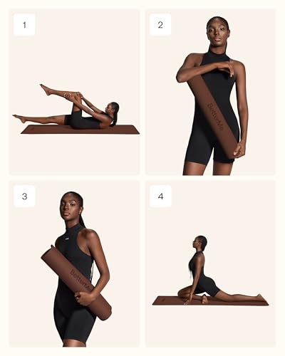 BetterMe Yoga Mat - Non-Slip Exercise Mat for Women - Cushioned Pilates Mat for Home Workouts, Stretching & Hot Yoga - Portable Fitness Mat with Strap