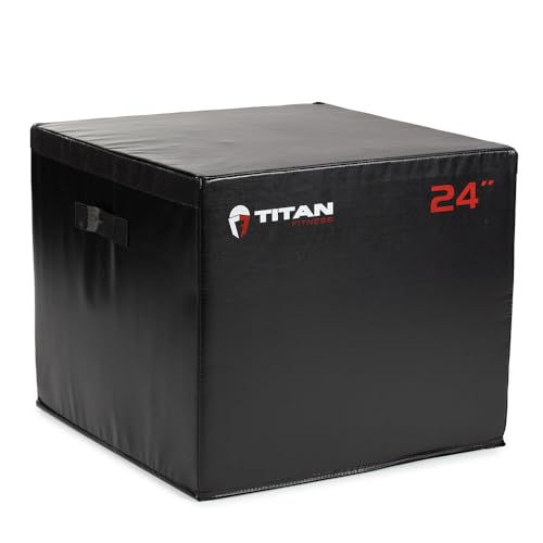 Titan Fitness 24" Stackable Soft Foam Plyometric Box, High Density EPE Foam Core Plyo Box, Step Up Exercise Platform, Box Squat, Step-Up, Box Jumps for Home Garage Gym Training