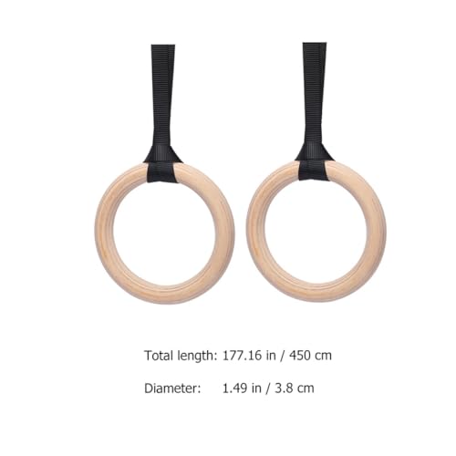 Wood Gymnastic Rings Fitness Rings Set with 4.5m Adjustable Straps 3.8cm Wide for Strength Training and Bodyweight Exercise at Home Or Outdoors