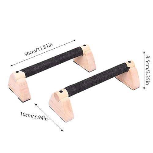Push Up Bar - Solid Wood 30cm | 2 PCS Solid Beech Wooden Parallettes | 2X Workout Equipment, Home Gym Accessories With Wöoden Grips For Strength Training, Calisthenics