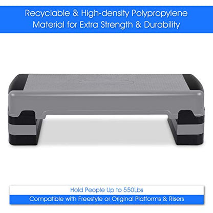 Casart Aerobic Exercise Step Platform 35 Inch W/Non-Slip Surface Adjustable Height 6" - 8" - 10" Exercise Step Platform Trainer Stepper
