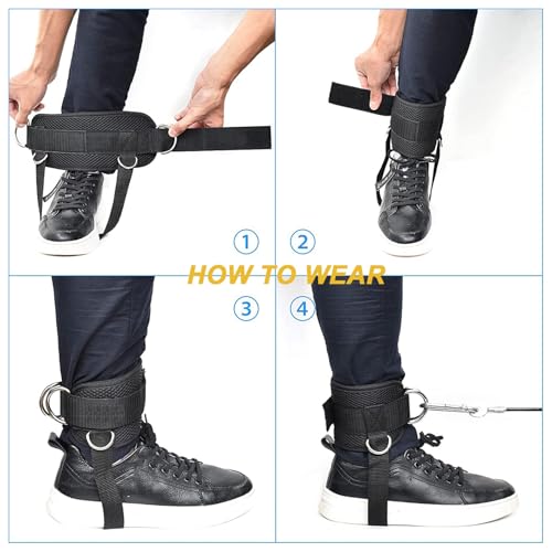 1 Pair Ankle Straps Adjustable D-Ring Ankle Strap for Cable Machine Comfortable Padded Work Out Cuffs for Kickback, Glute Workout, Leg Extension| Straps