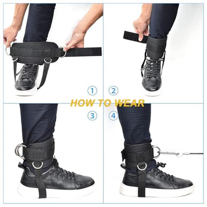 1 Pair Ankle Straps Adjustable D-Ring Ankle Strap for Cable Machine Comfortable Padded Work Out Cuffs for Kickback, Glute Workout, Leg Extension| Straps