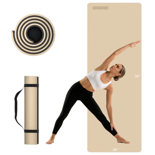 10mm Thick Yoga Mat for Tall Men & Women, Extra Long 76x28in Non Slip TPE Exercise Mat with Carrying Strap, Mat for Yoga Pilates Fitness,Indoor Outdoor Use