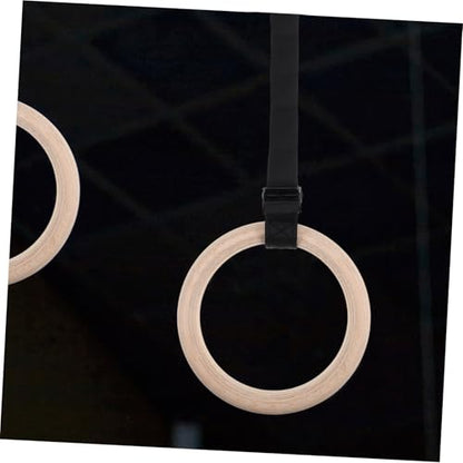 Yardwe Wooden Gymnastics Rings with Adjustable Straps for Home Gym Durable Fitness Equipment for Strength Training Calisthenics and Indoor Workouts Versatile Exercise