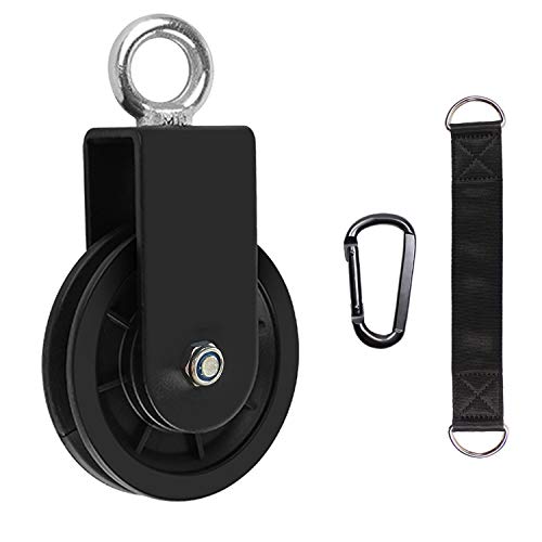 LFJ Cable Pulley with Swing Strap Carabiner Gym Pulley Wheel Set for LAT Pulley System DIY Pull Down Attachment,Ladder Lift,Home Gym Equipment