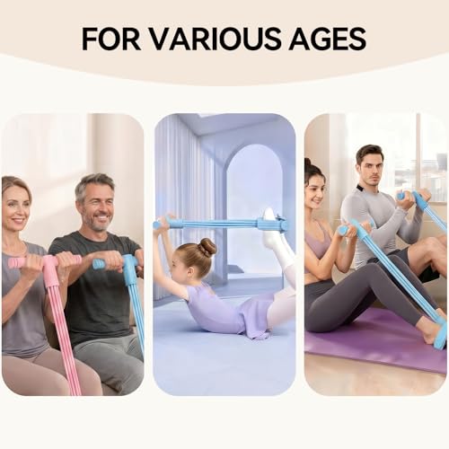 6 Tube Foot Resistance Bands with Handles, Workout Resistance Bands for Arms & Legs, Fitness Stretch Bands for Women Exercise & Yoga Full Body Workout