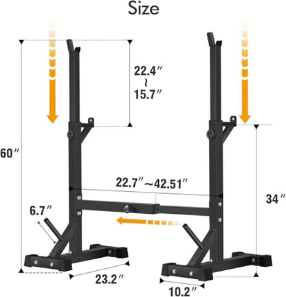 BangTong&Li Squat Rack Stand,Barbell Rack,Bench Press Rack Stand Home Gym Adjustable Weight Rack 550Lbs - color: Black