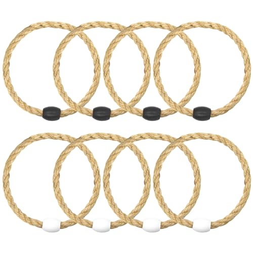 8 Pack Sisal Rope Ring Toss Game Replacement Parts for Adults and Kids, Outdoor Toss Rings for Agility Practice and Speed Game and Yard Games and Lawn Games for Party (Black and White)