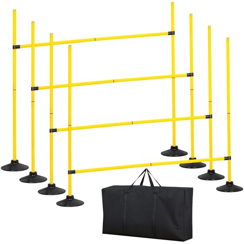 4FT Agility Hurdles 4PCS, Adjustable Sports Speed Hurdles with Rubber Base, Agility Poles for Soccer Football Track & Field, Agility Training Equipment for Kids Athletes Physical Therapy