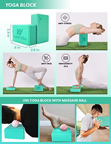 Yoga Starter Kit 12 in 1 - Yoga Set Include Yoga Mat, Foam Roller, 4 Resistance Bands, Yoga Blocks 2 Pack with Strap, 2 Peanut Massage Balls, Yoga kit and Sets for Beginners - style: GREEN