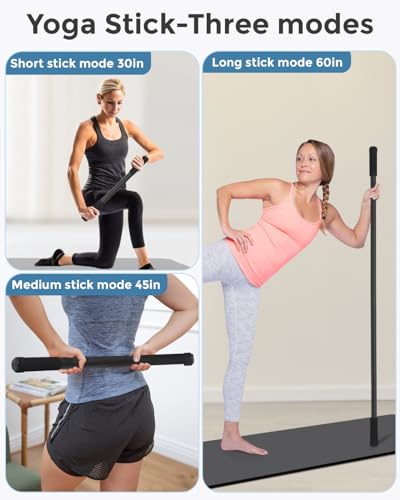 Yoga Stick, 5ft Exercise Stick for Mobility, Stretching Stick with Non-Slip Ends, Exercise Dowel for Pilates, Balance Pole and Stretch Bar for Stretching Equipment
