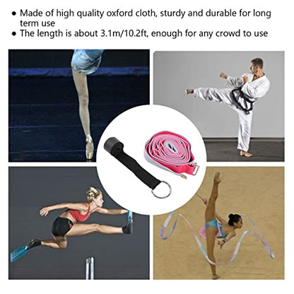 Yoga Stretching Strap, Yoga Strap for Flexibility Training, 3.1m Oxford Cloth Leg Stretcher Strap with Foam Handle and Stainless Steel Buckle, for Gym Dance Physical - color: Red