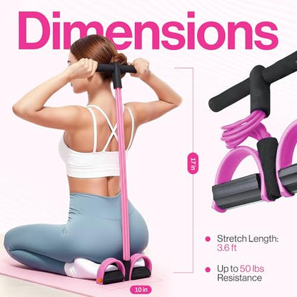 Pedal Resistance Band with Handle, 6 Tube Multifunction Foot Pedal Resistance Band, Arm & Waist Training Tummy Trimmer Ab Workout Equipment for Home Gym Men Women - color: Pink