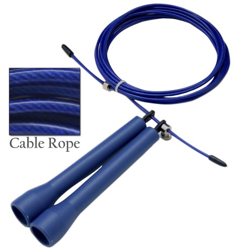 DA VINCI Ultra Speed 10 Ft Adjustable Cable Jump Rope, Super Fast for Double Unders - color: Blue